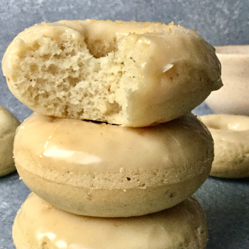Baked Cardamom Donuts with Maple Glaze