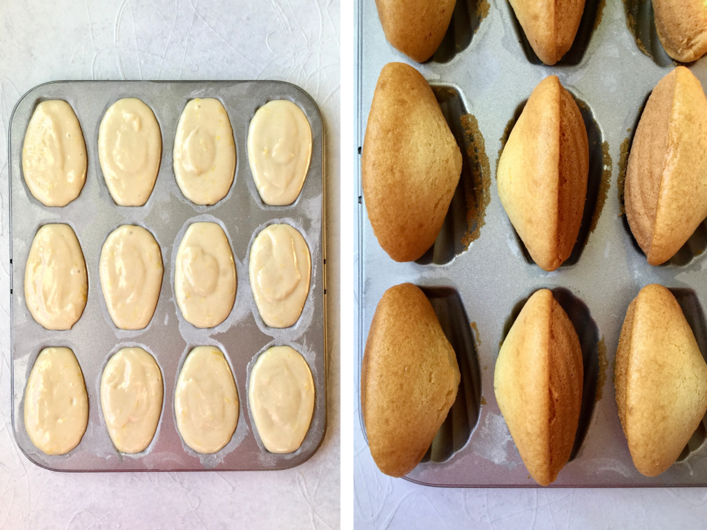 The raw and baked madeleines