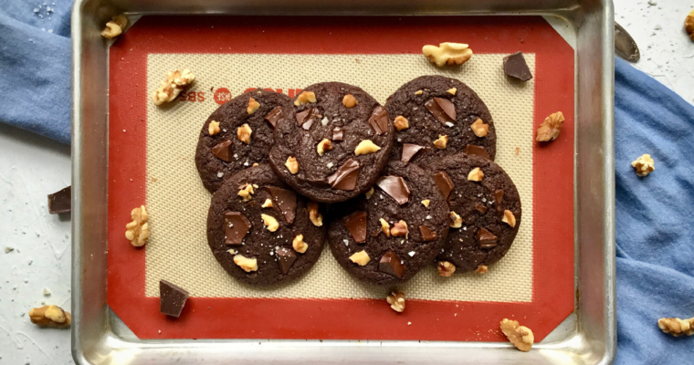 Vegan Double Chocolate Walnut Cookies