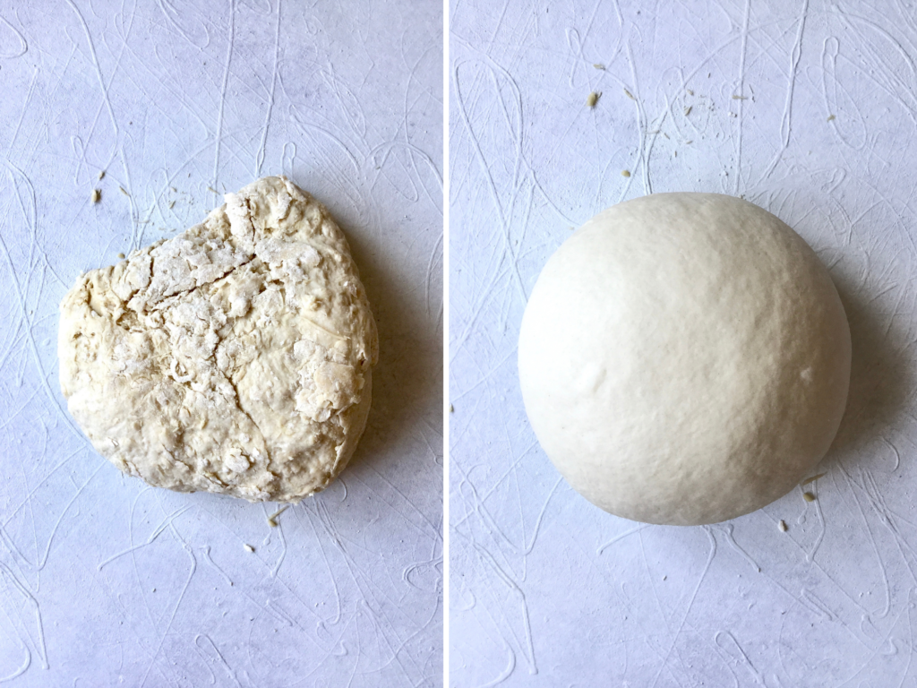 Before and after kneading