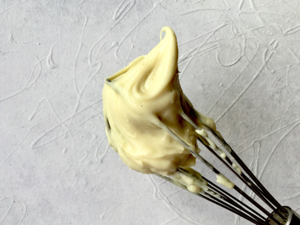 Pastry cream on a whisk