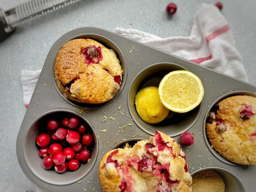 Vegan cranberry lemon muffins